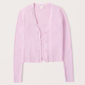 Abercrombie & Fitch Elevated Knit Tube Top and Cardigan in Pink - Size XS